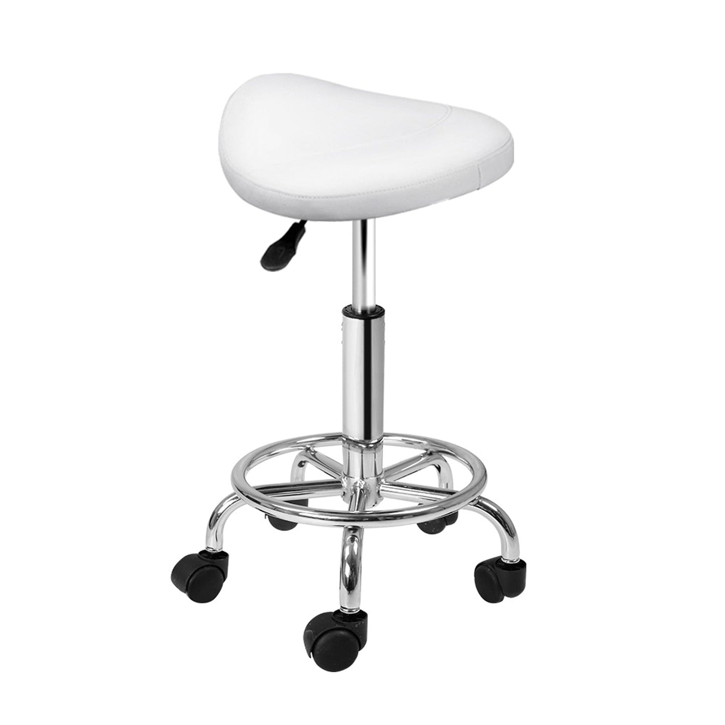 Saddle Hydraulic Lift Leather Salon Stool - White