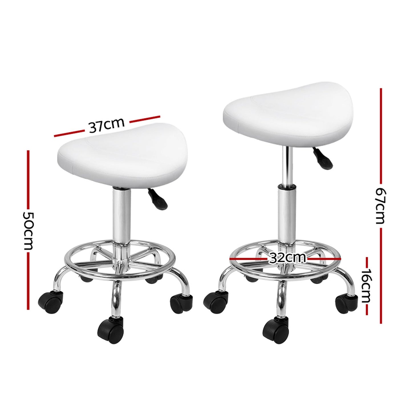 Saddle Hydraulic Lift Leather Salon Stool - White