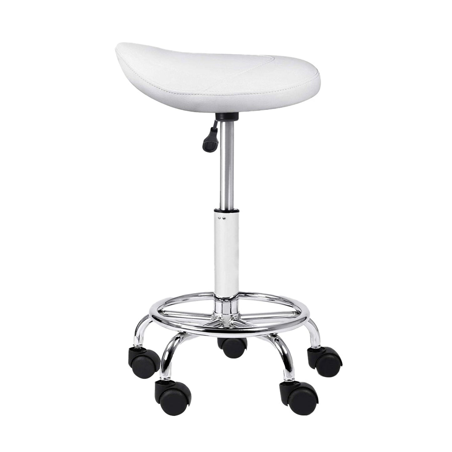 Saddle Hydraulic Lift Leather Salon Stool - White