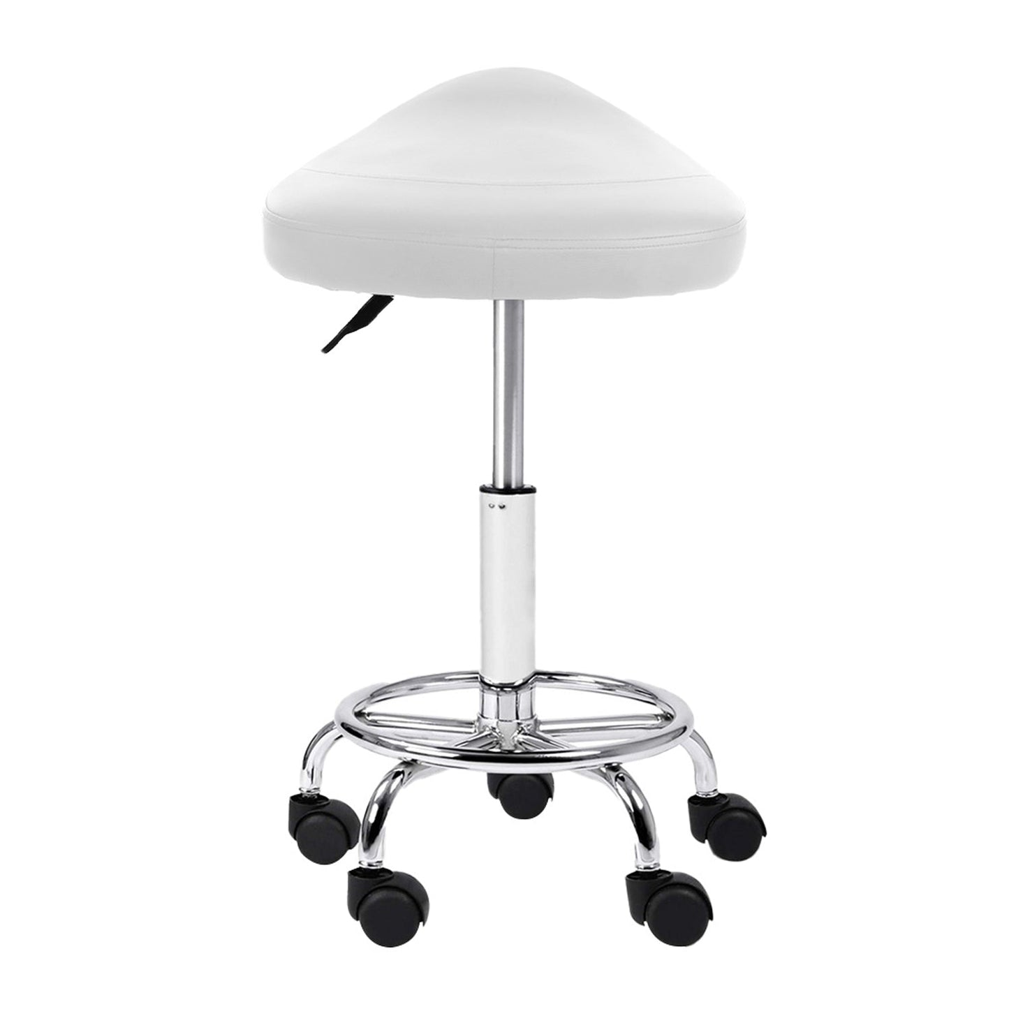 Saddle Hydraulic Lift Leather Salon Stool - White
