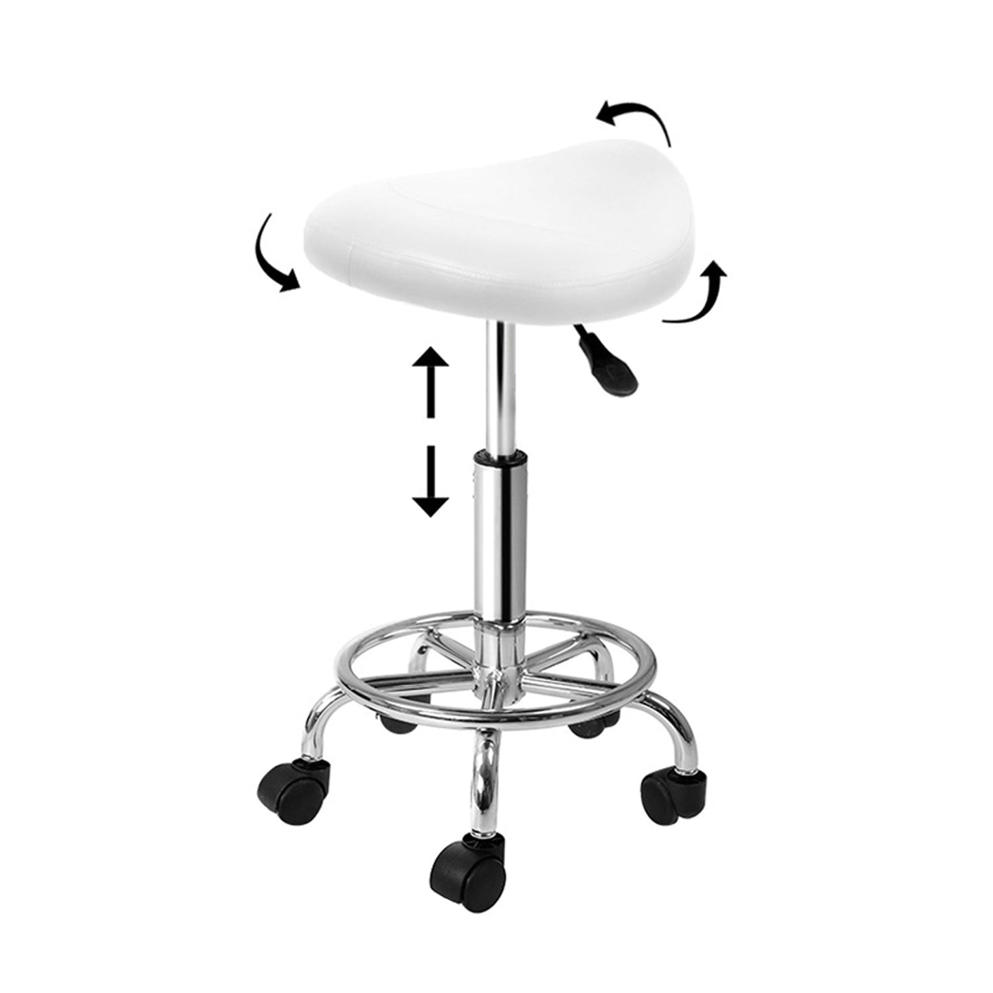 Saddle Hydraulic Lift Leather Salon Stool - White