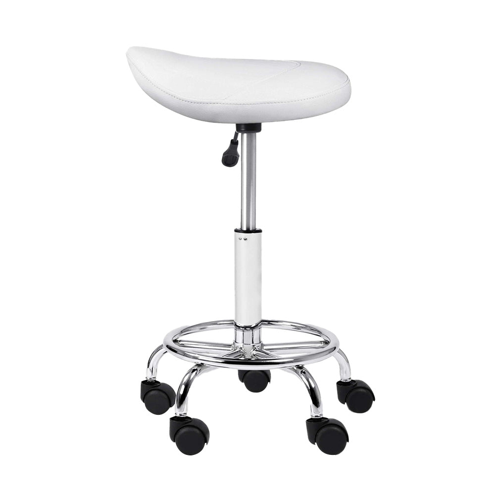2X Saddle Salon Stool Swivel Barber Hair Dress Chair White