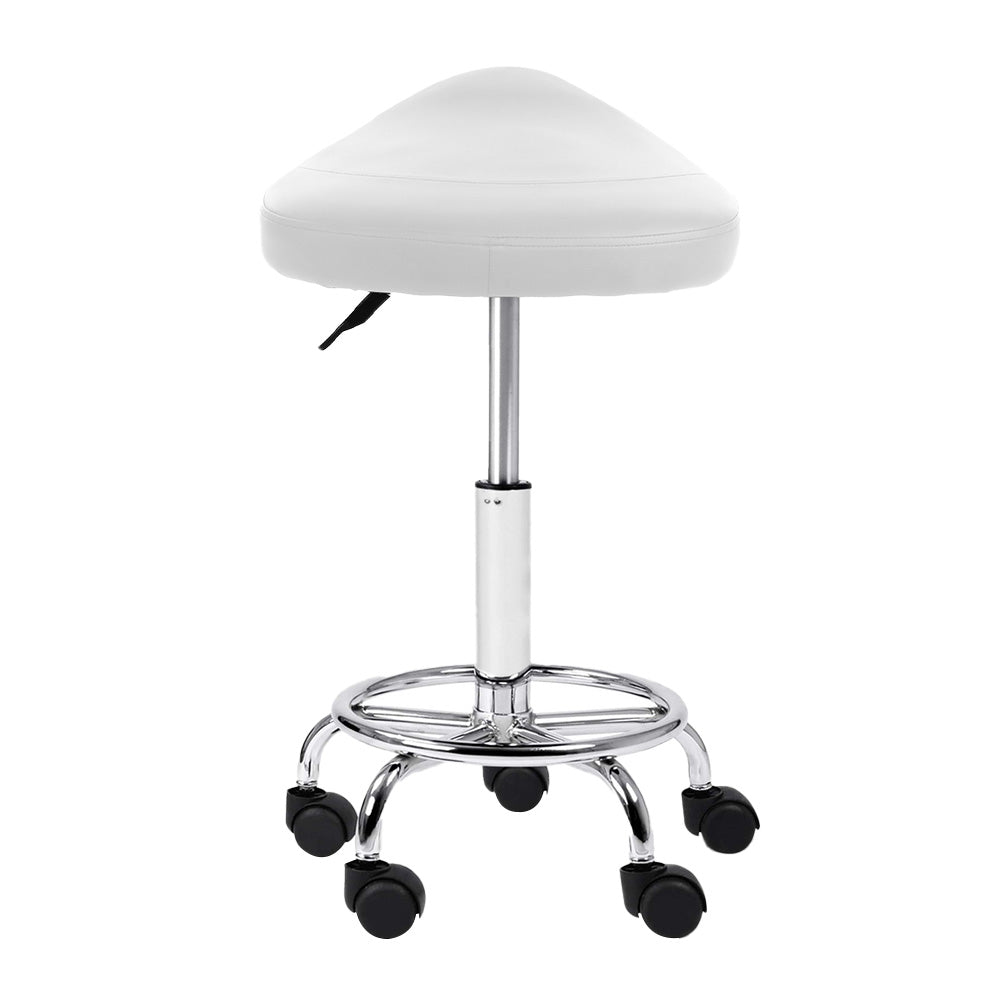2X Saddle Salon Stool Swivel Barber Hair Dress Chair White