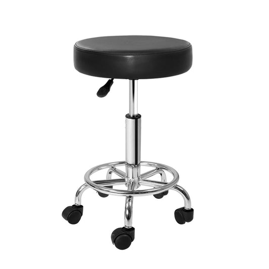 Round Salon Stool Black PU Swivel Barber Hair Dress Chair