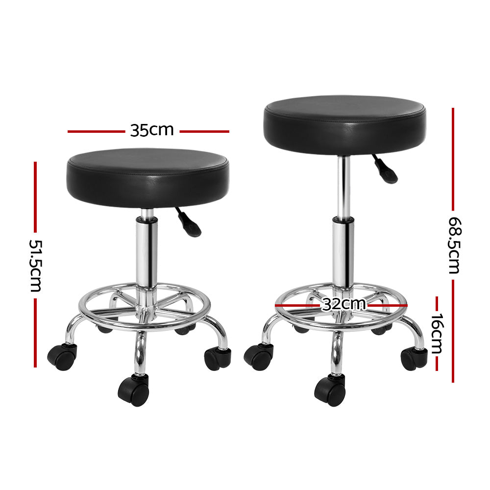 Round Salon Stool Black PU Swivel Barber Hair Dress Chair