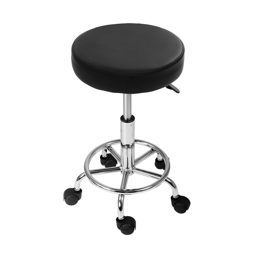 2X Salon Stool Round Swivel Barber Hair Bar Stools Black
