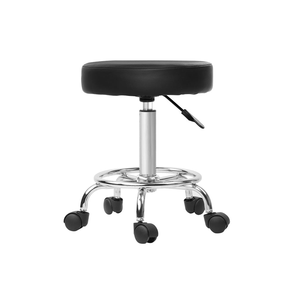 2X Salon Stool Round Swivel Barber Hair Bar Stools Black