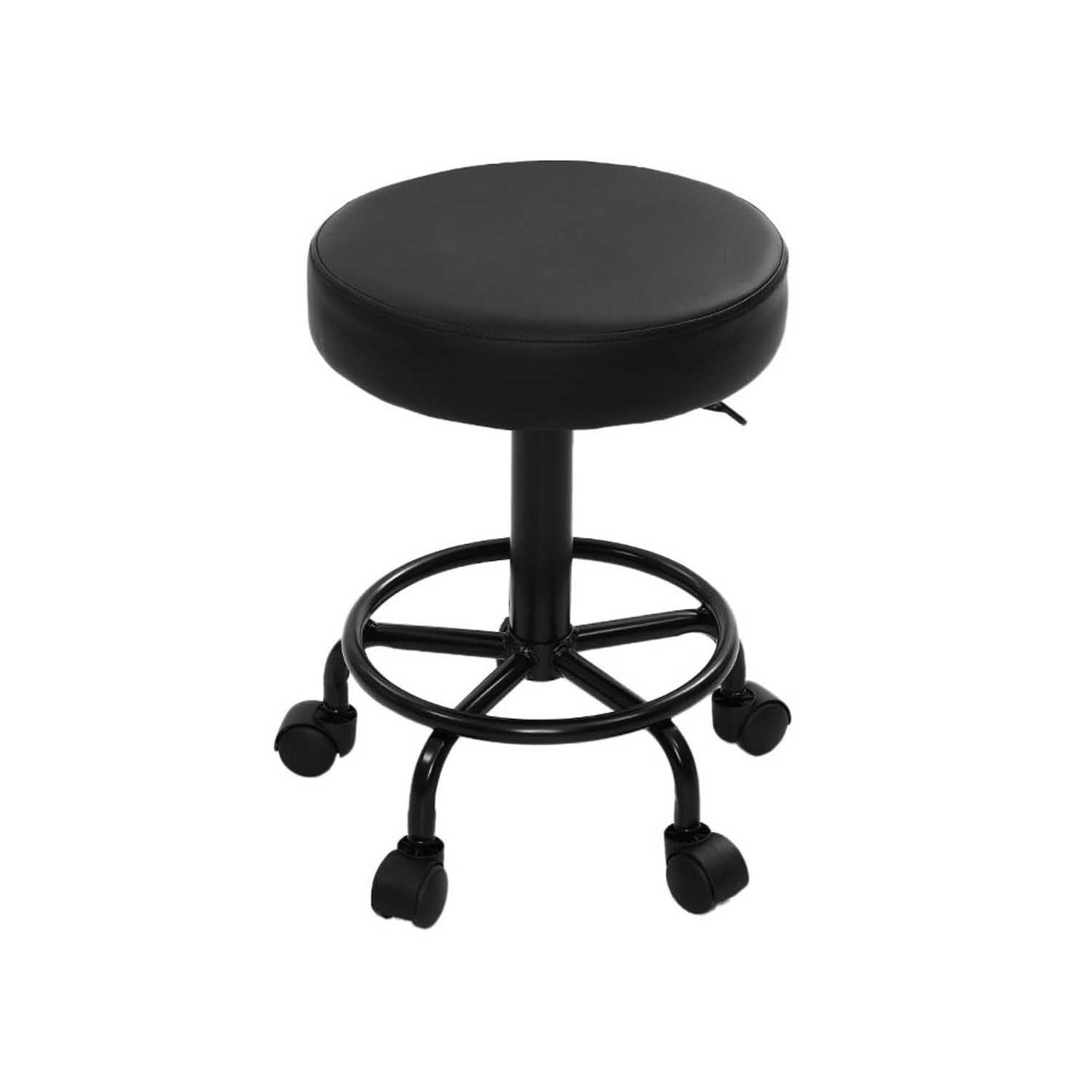 Round Hydraulic Lift Leather Salon Stool - Black