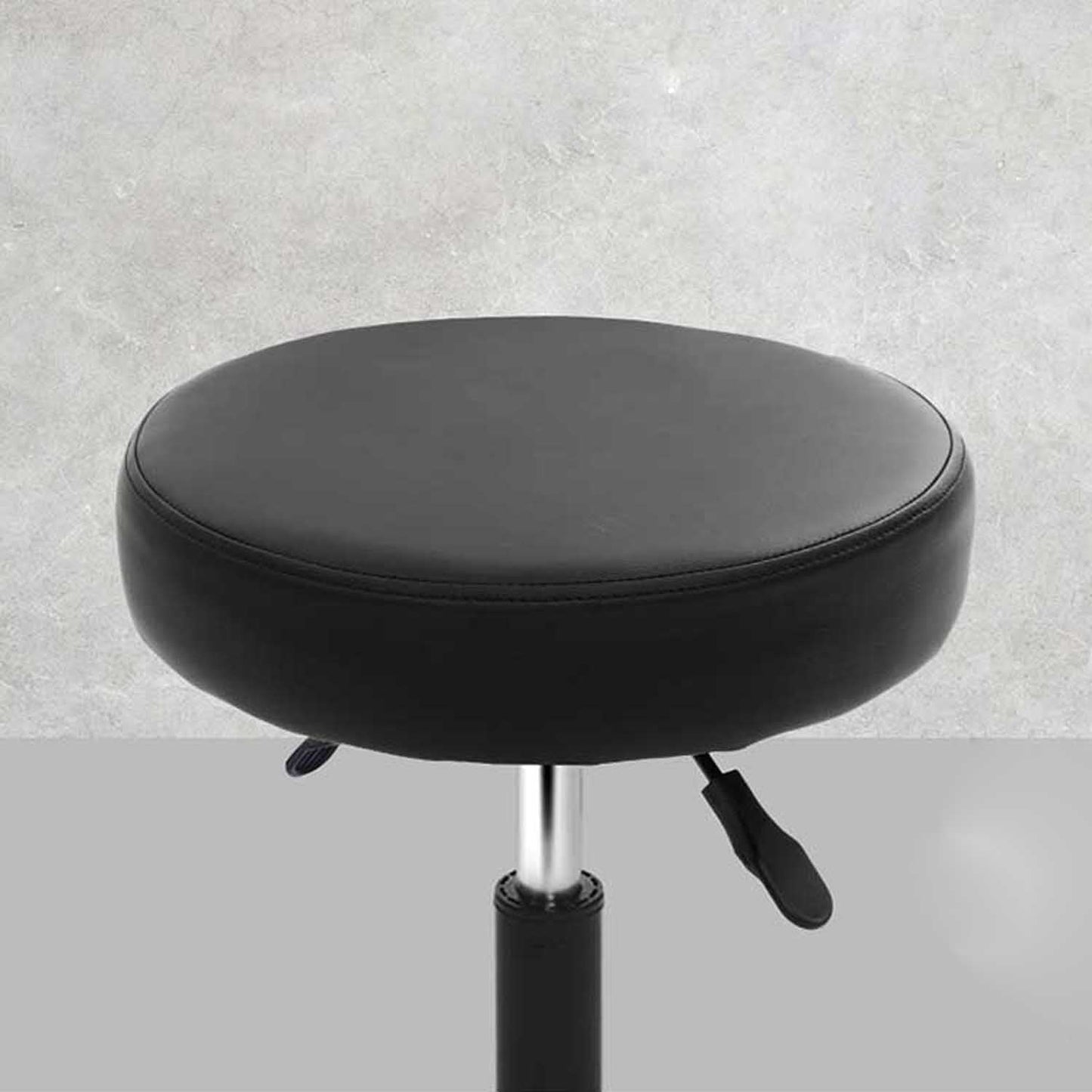Round Hydraulic Lift Leather Salon Stool - Black
