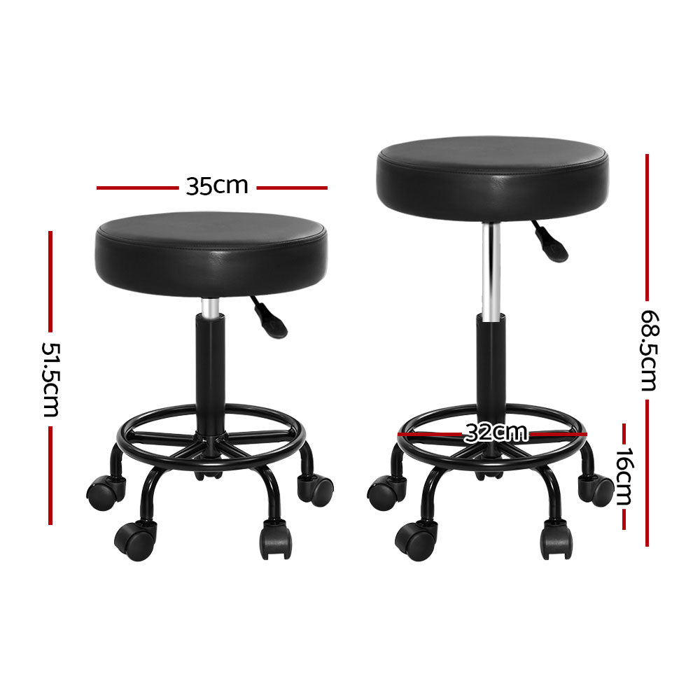 2X Salon Stool Swivel Round Barber Hair Bar Stools Black