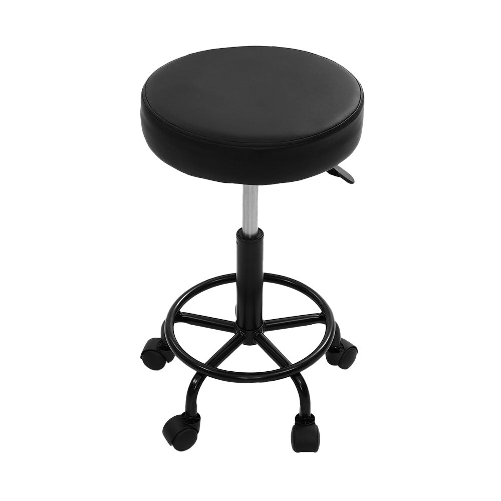 2X Salon Stool Swivel Round Barber Hair Bar Stools Black