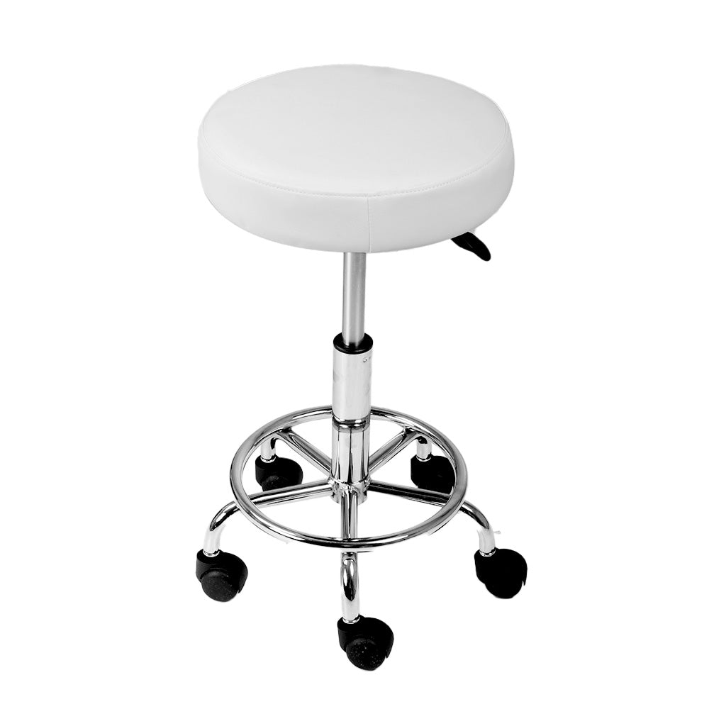 2X Salon Stool Swivel Round Barber Hair Bar Stools White