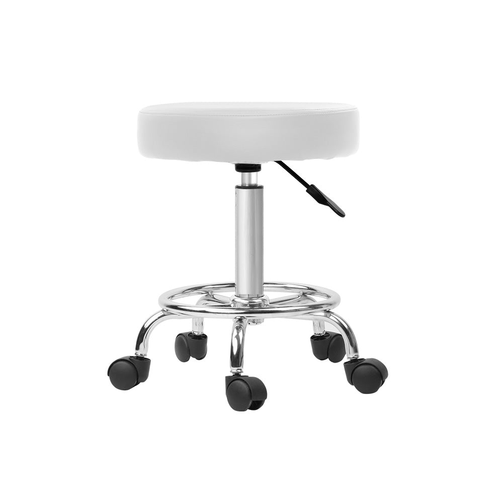 2X Salon Stool Swivel Round Barber Hair Bar Stools White