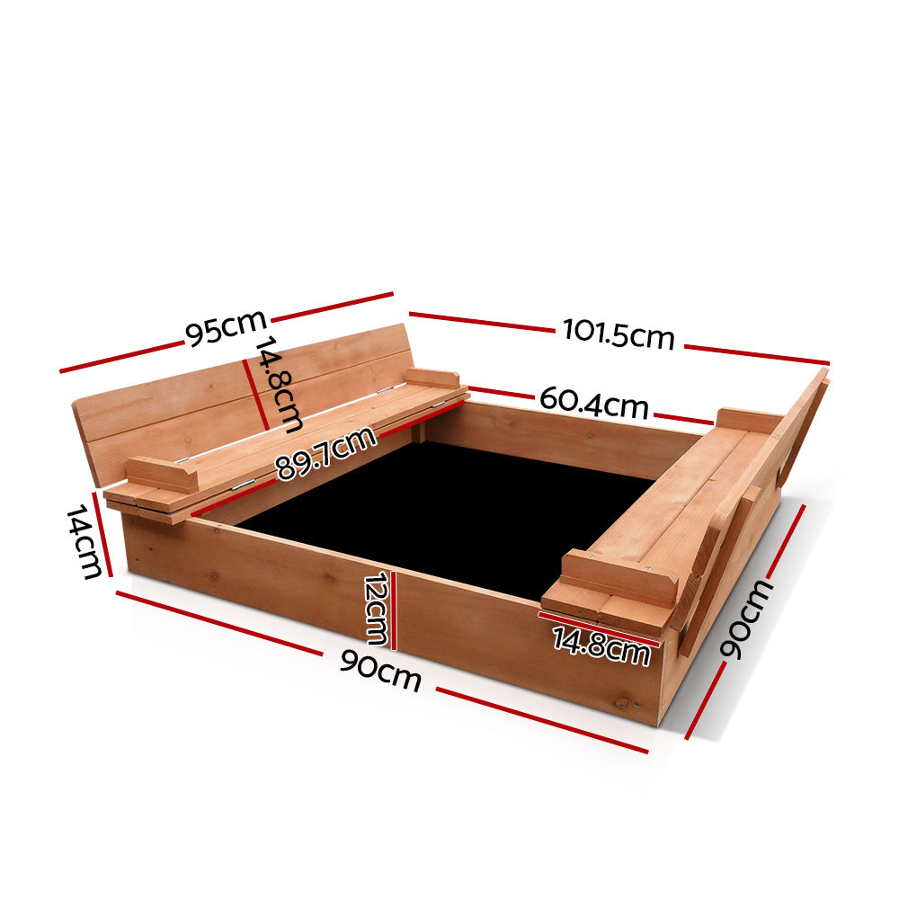 kids Wooden Outdoor Sandpit Set - Natural Wood