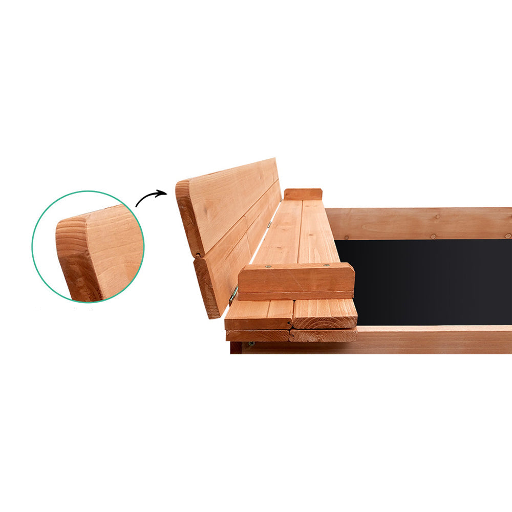 kids Wooden Outdoor Sandpit Set - Natural Wood