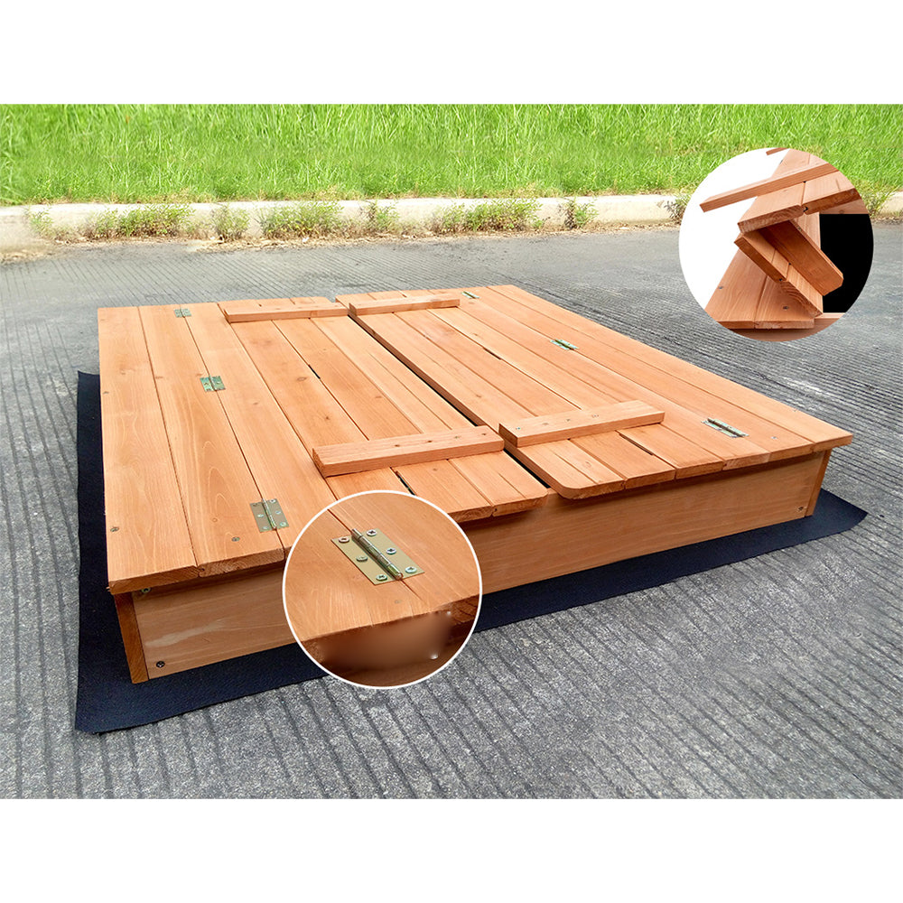 kids Wooden Outdoor Sandpit Set - Natural Wood