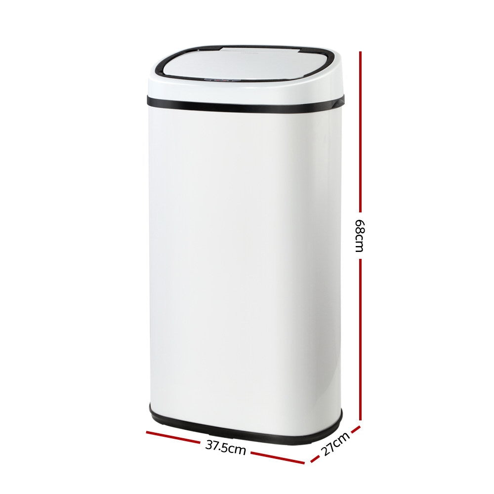 Steel Sensor Bin 58L - White