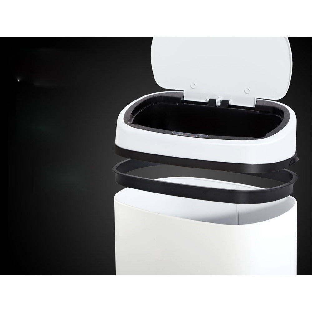 Steel Sensor Bin 58L - White