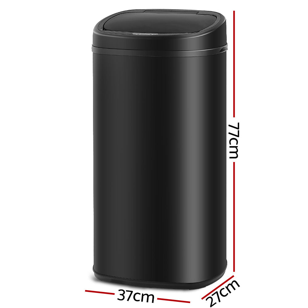 Stainless Steel Motion Sensor Rubbish Bin - 68L - Black