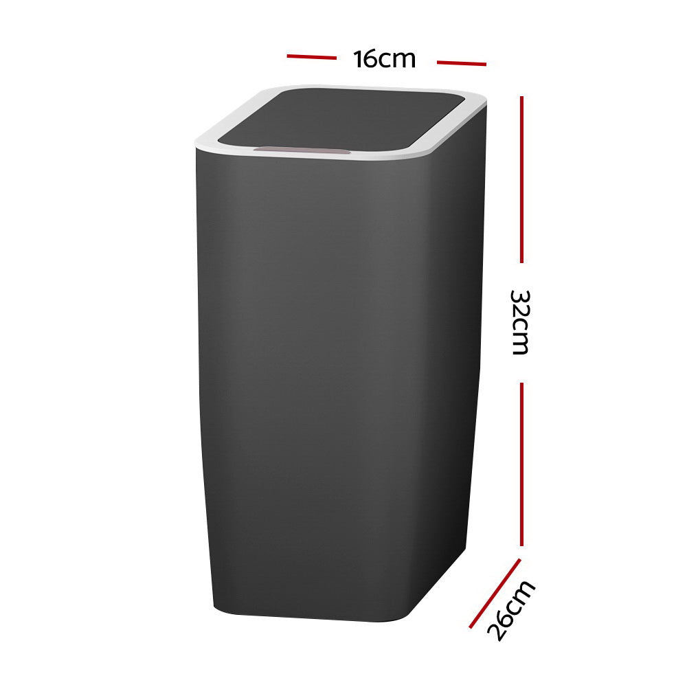Motion Sensor Bin Automatic Rubbish Bins Waste Trash - Black 9L