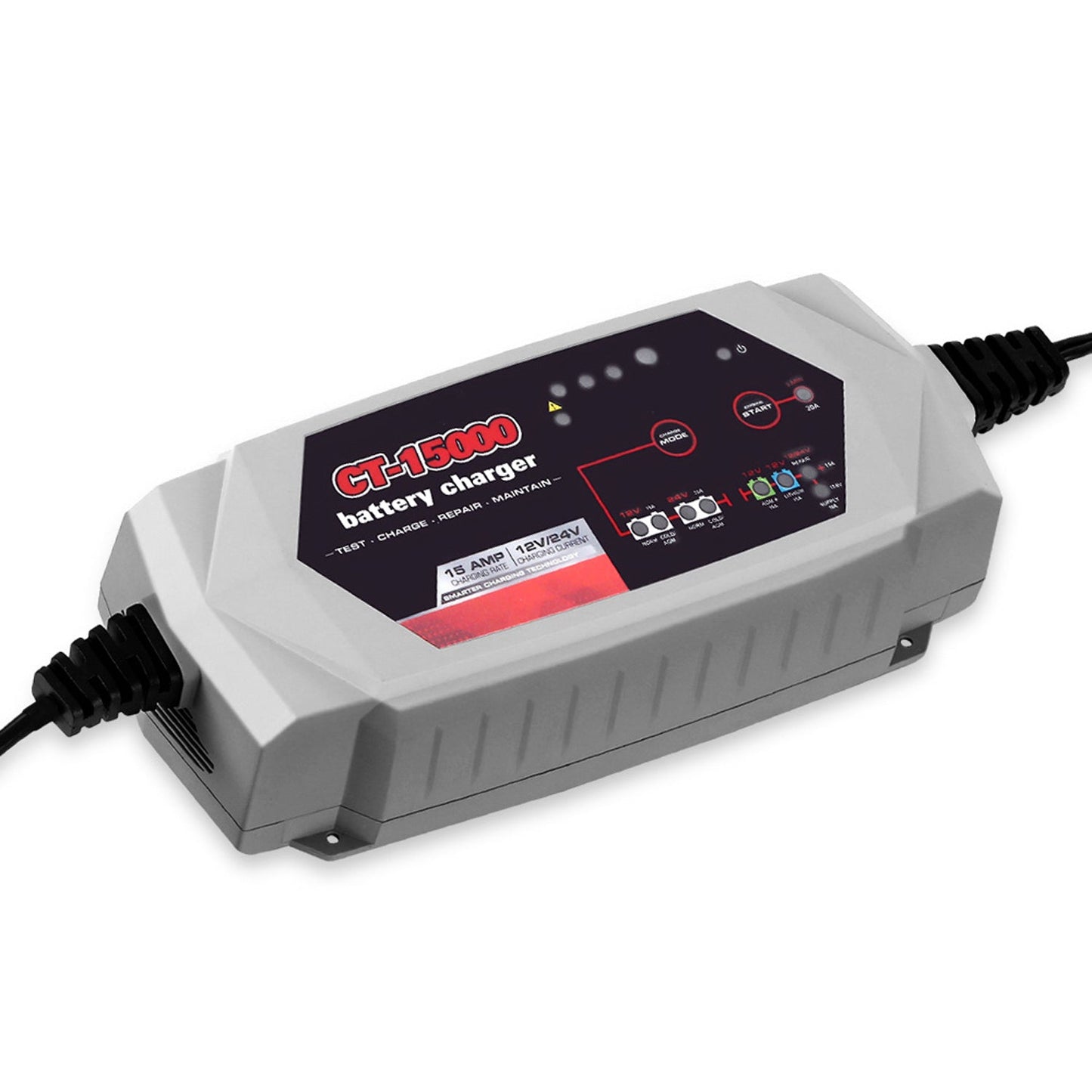 Car Battery Charger - 15A 12V 24V