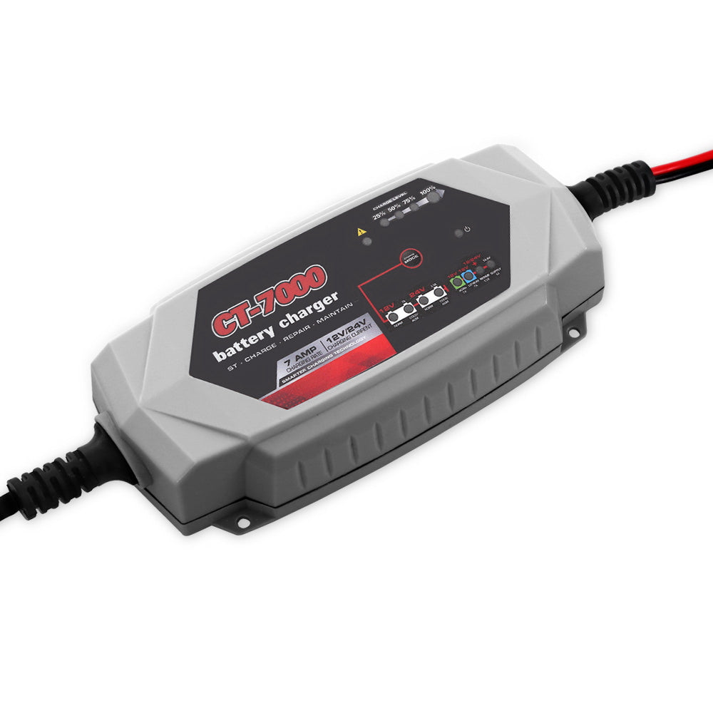 Smart Car Truck Boat Motorcycle Caravan Battery Charger SLA AGM 7A - 24V