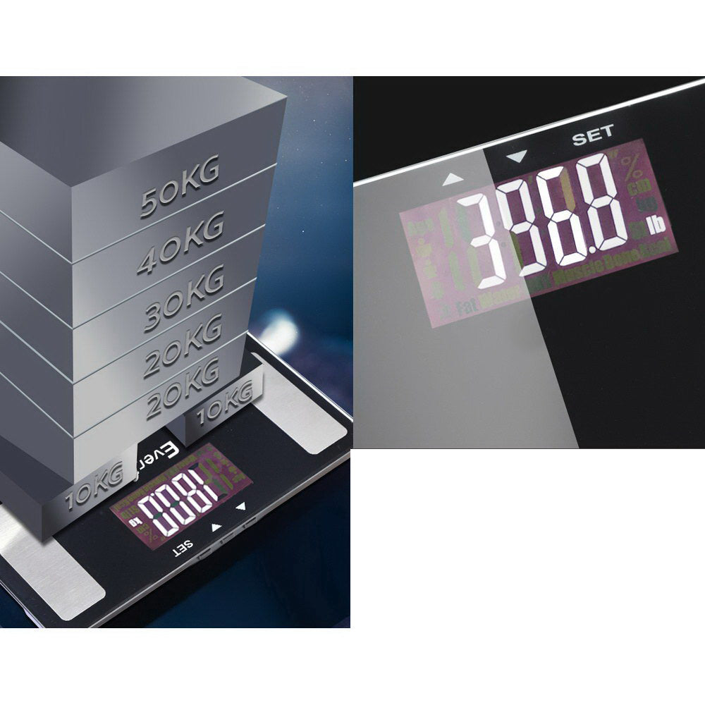 Digital Bathroom Scale with BMI Cal 180KG - Black