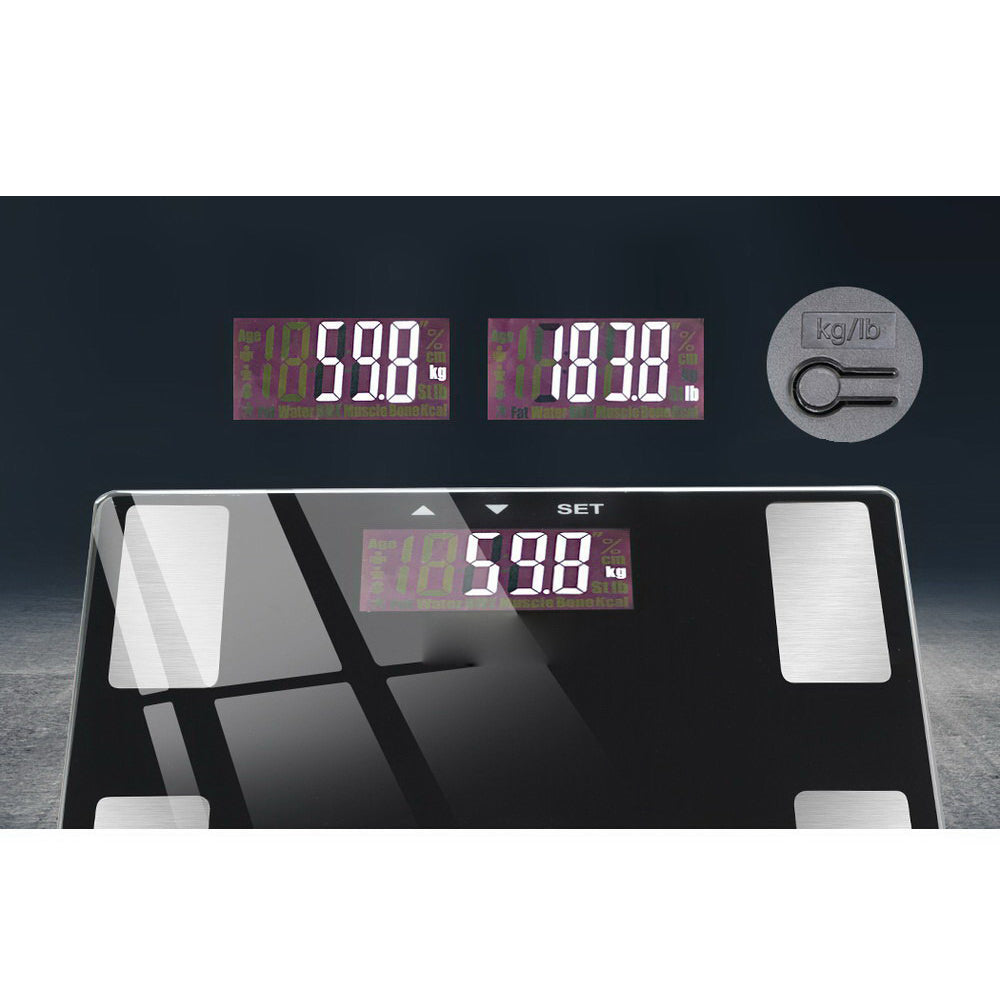 Digital Bathroom Scale with BMI Cal 180KG - Black