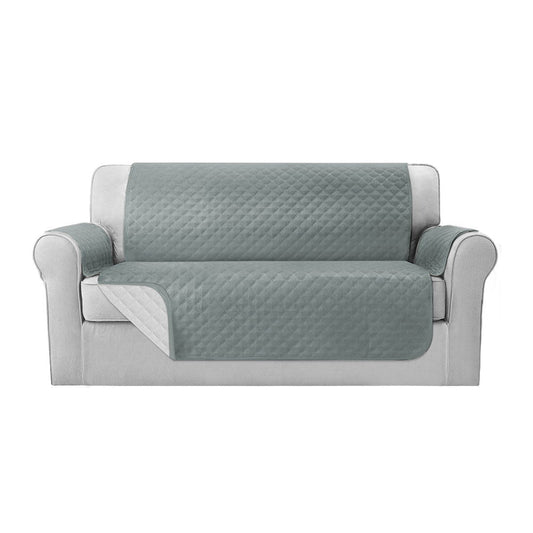 Sofa Cover Quilted Couch Covers 100% Water Resistant 3 Seater Grey