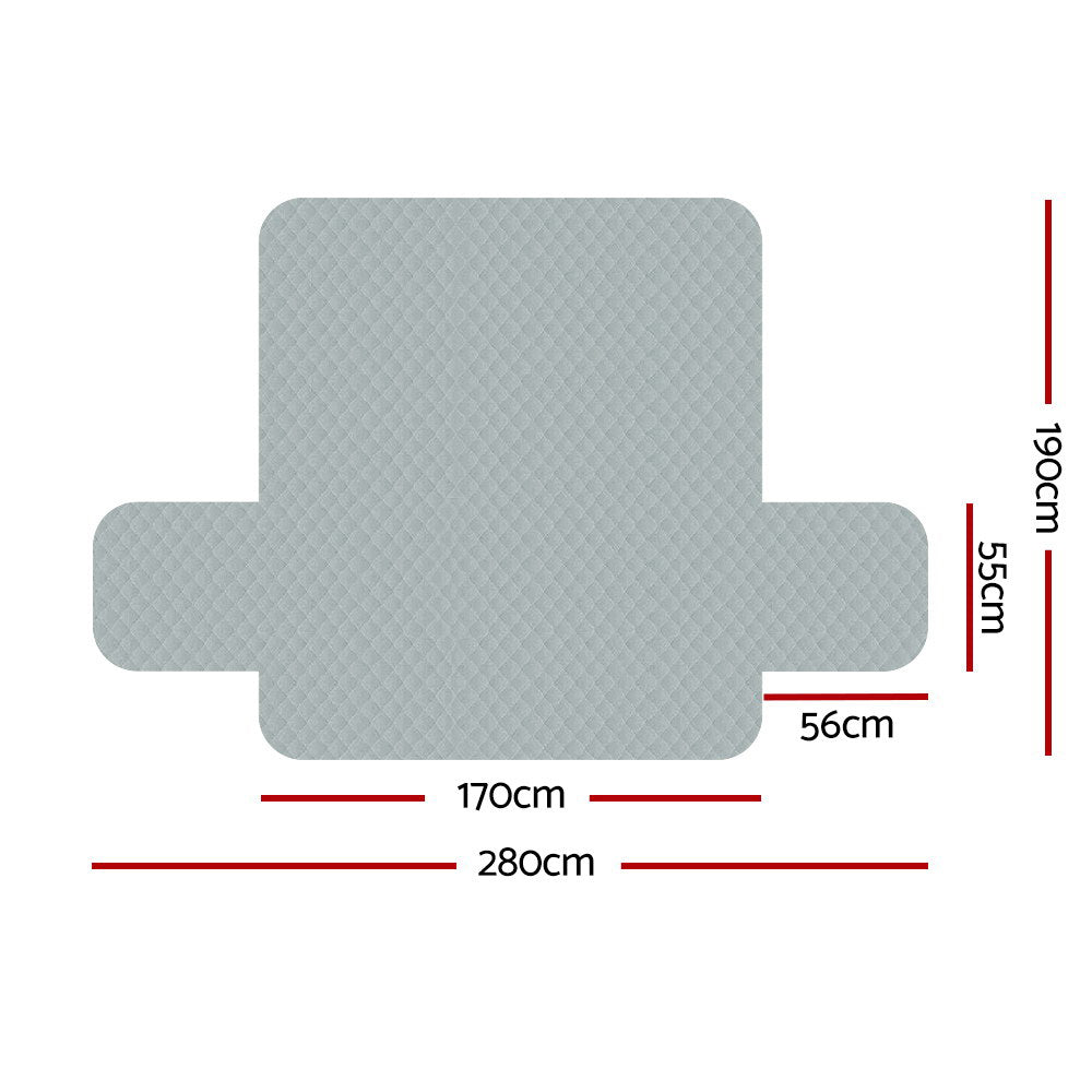 Sofa Cover Quilted Couch Covers 100% Water Resistant 3 Seater Grey