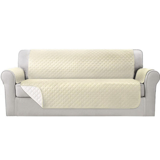 Sofa Cover Quilted Couch Covers 100% Water Resistant 4 Seater Beige