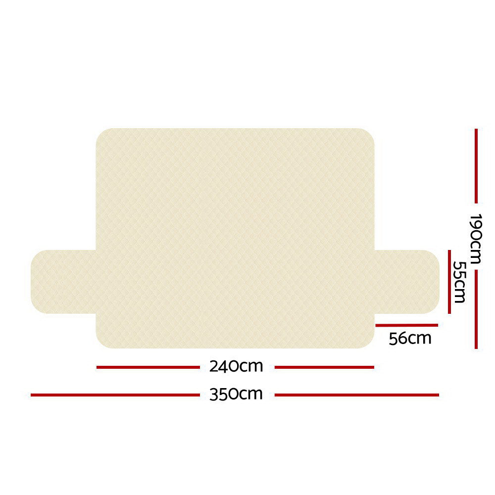 Sofa Cover Quilted Couch Covers 100% Water Resistant 4 Seater Beige