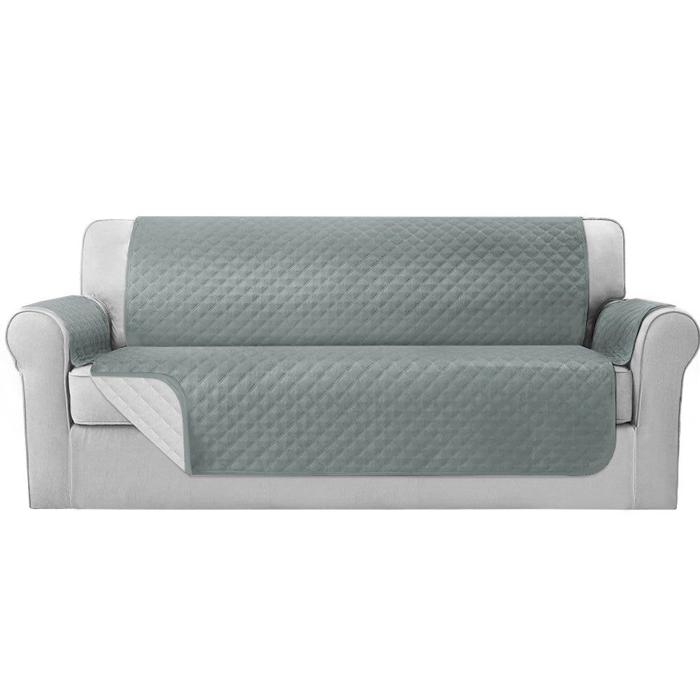 Sofa Cover Quilted Couch Covers 100% Water Resistant 4 Seater Grey