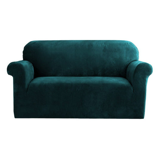 Velvet Sofa Cover Plush Couch Cover Lounge Slipcover 2 Seater Agate Green