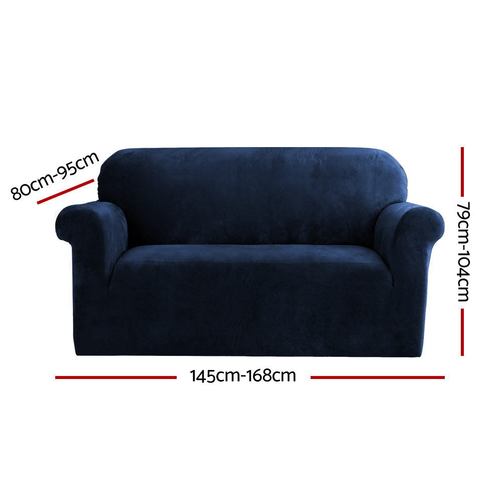 Velvet Sofa Cover Plush Couch Cover Lounge Slipcover 2 Seater Sapphire