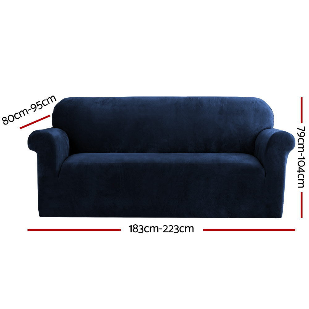Velvet Sofa Cover Plush Couch Cover Lounge Slipcover 3 Seater Sapphire