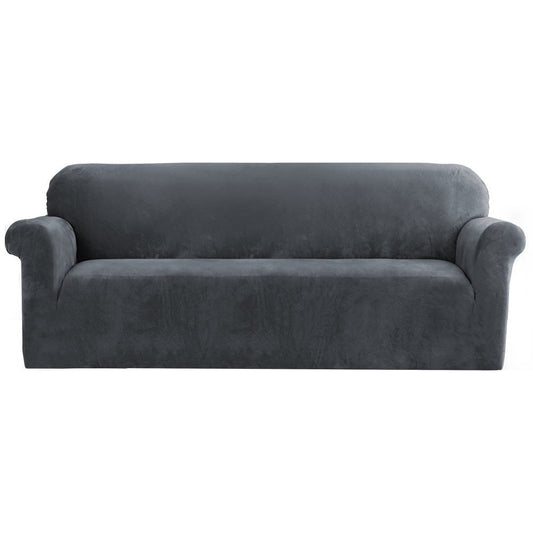 Velvet Sofa Cover Plush Couch Cover Lounge Slipcover 4 Seater Grey
