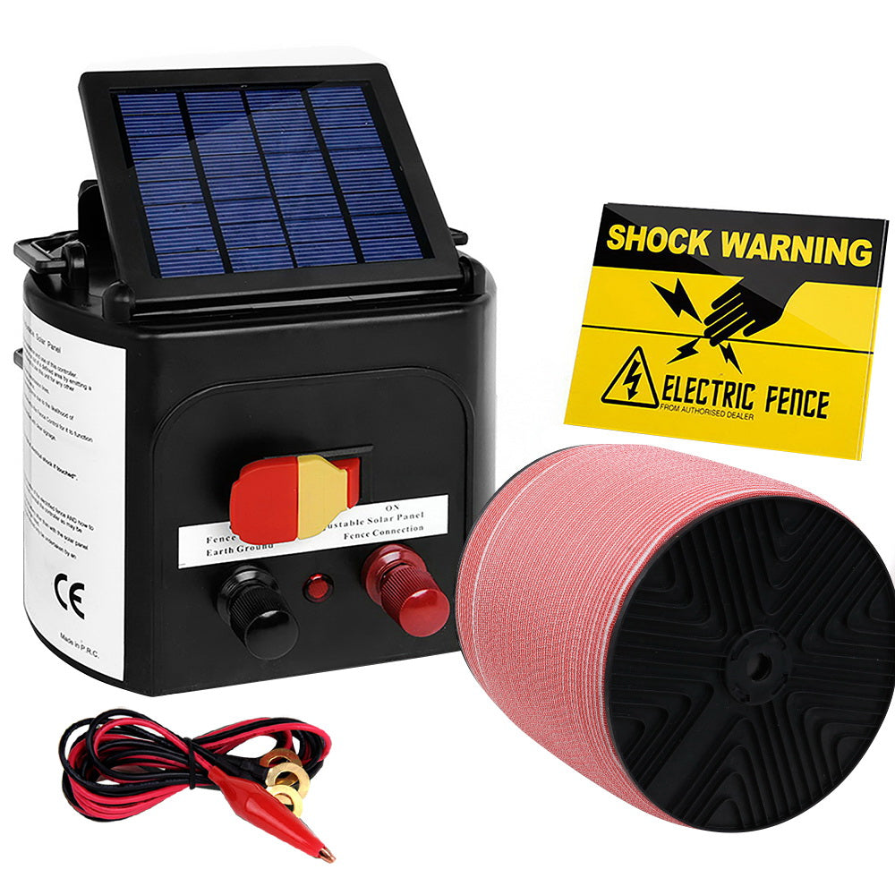 Electric Fence Energiser Tape Solar Powered Energizer Red and White - 3km