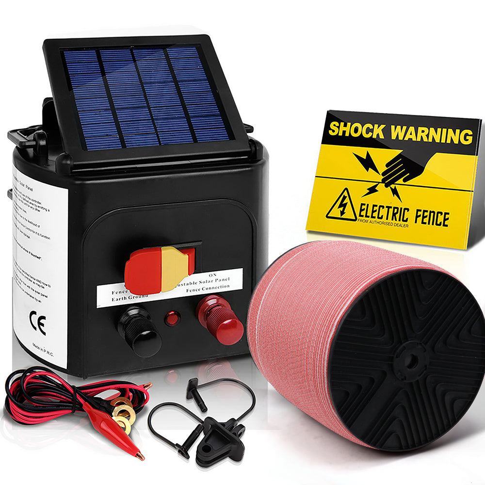 Electric Fence Energiser Tape Solar Powered Energizer Red and White - 3km