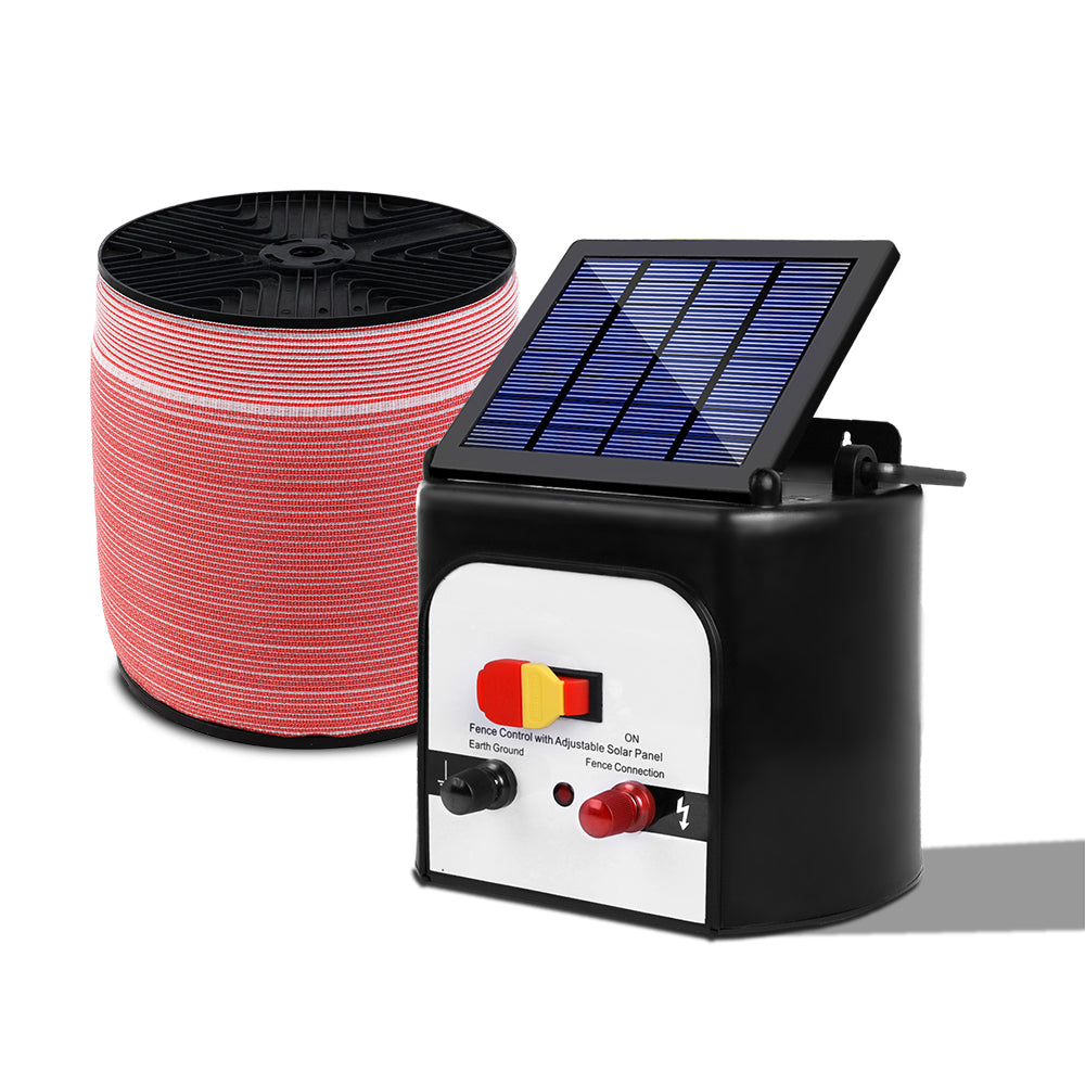 Electric Fence Energiser Tape Solar Powered Energizer Red and White - 3km