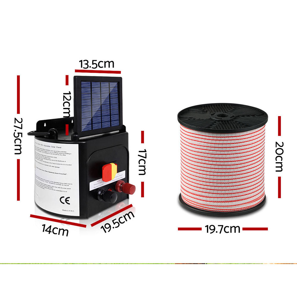 Solar Electric Fence Charger Tape 8km - 25pcs Insulators