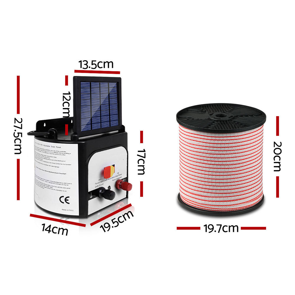 Solar Electric Fence Charger Tape 8km - 25pcs Insulators