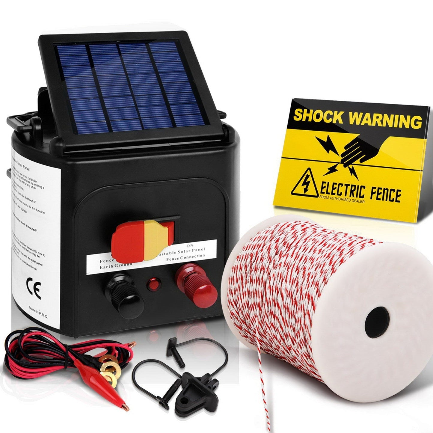 Solar Electric Fence Charger with Tape 3km - 25pcs Insulators