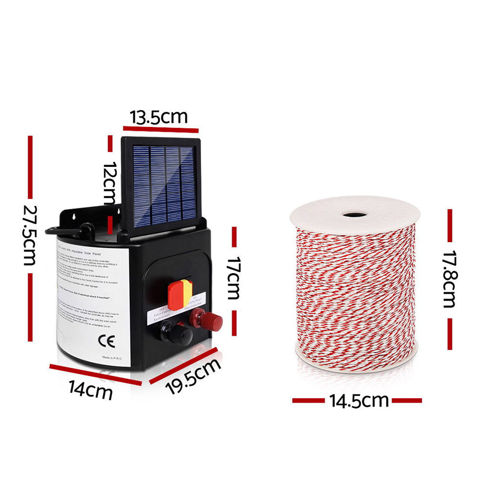 Solar Electric Fence Charger with Tape 3km - 25pcs Insulators