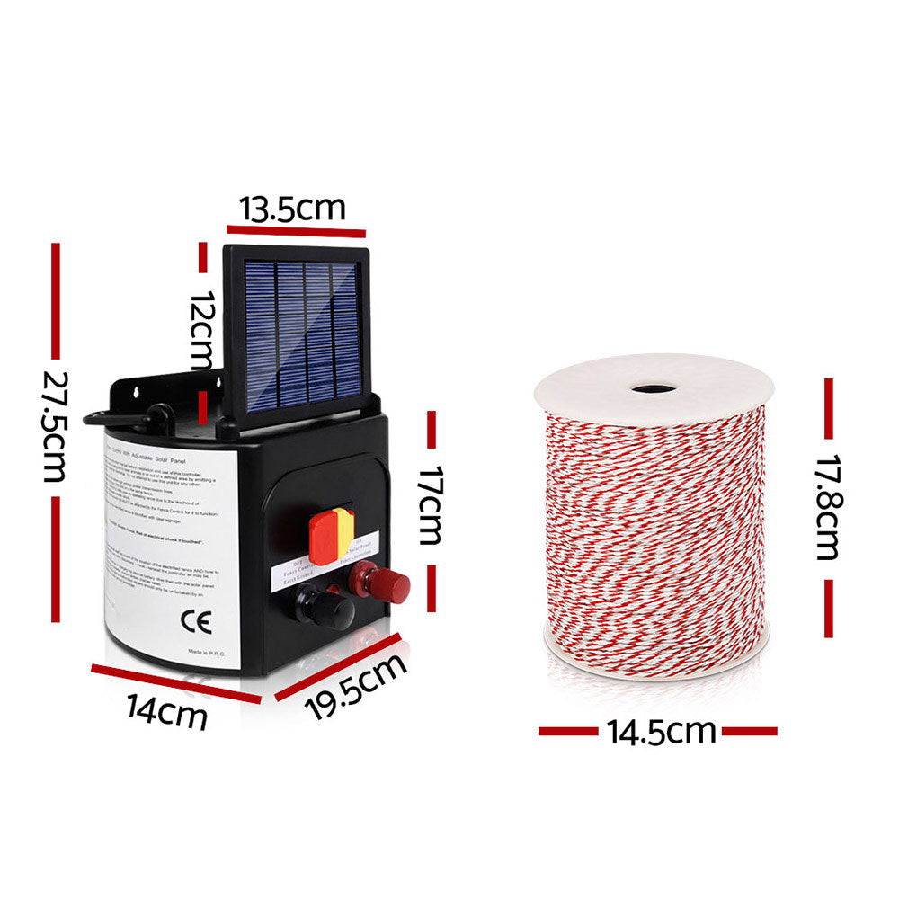 Solar Electric Fence Charger with Tape 5km - 25pcs Insulators