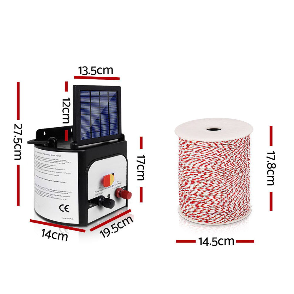 Solar Electric Fence Charger with Tape 8km - 25pcs Insulators