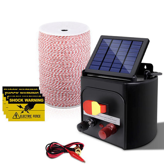 Solar Powered Electric Fence Energiser Set Energizer with Tape 0.15j - 5km