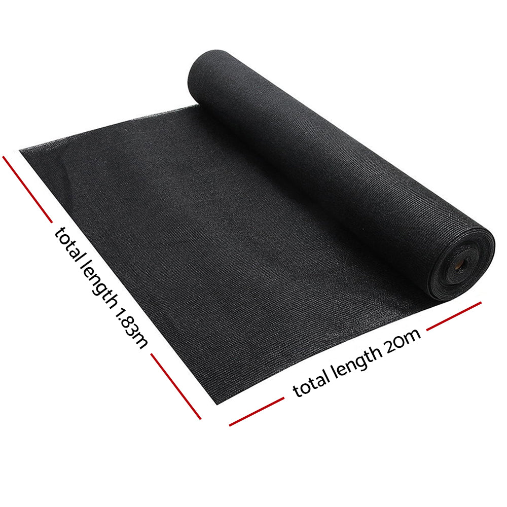 Sun Shade Cloth Sail Roll Mesh Black 195GSM - 1.83x20m
