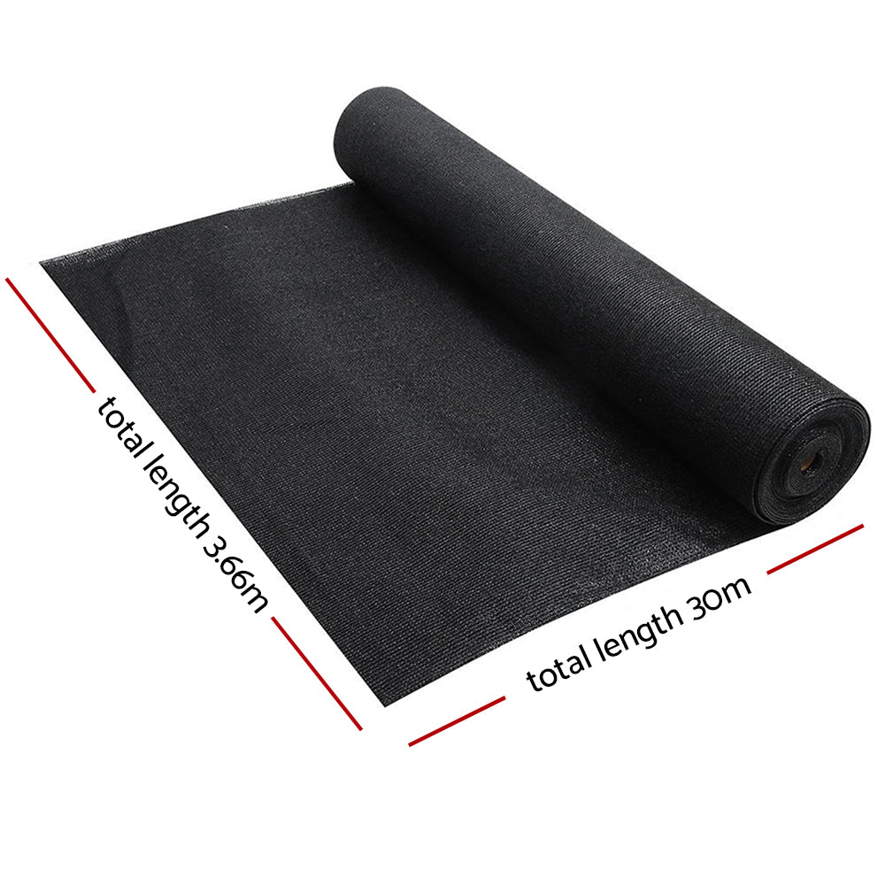 Sun Shade Cloth Sail Roll Mesh Garden Outdoor Black - 3.66x30m