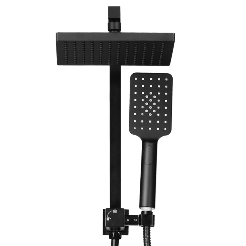 8'' Rain Shower Head Set Square Handheld High Pressure Wall Black